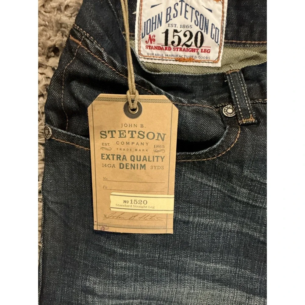 Stetson Mens No.‎ 1520 Standard Straight Leg Jeans Dark Wash Denim 36x34 NWT